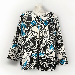 Maggie Barnes Vintage 3X NWT‎ Quilted Blue Black White Open Front Jacket